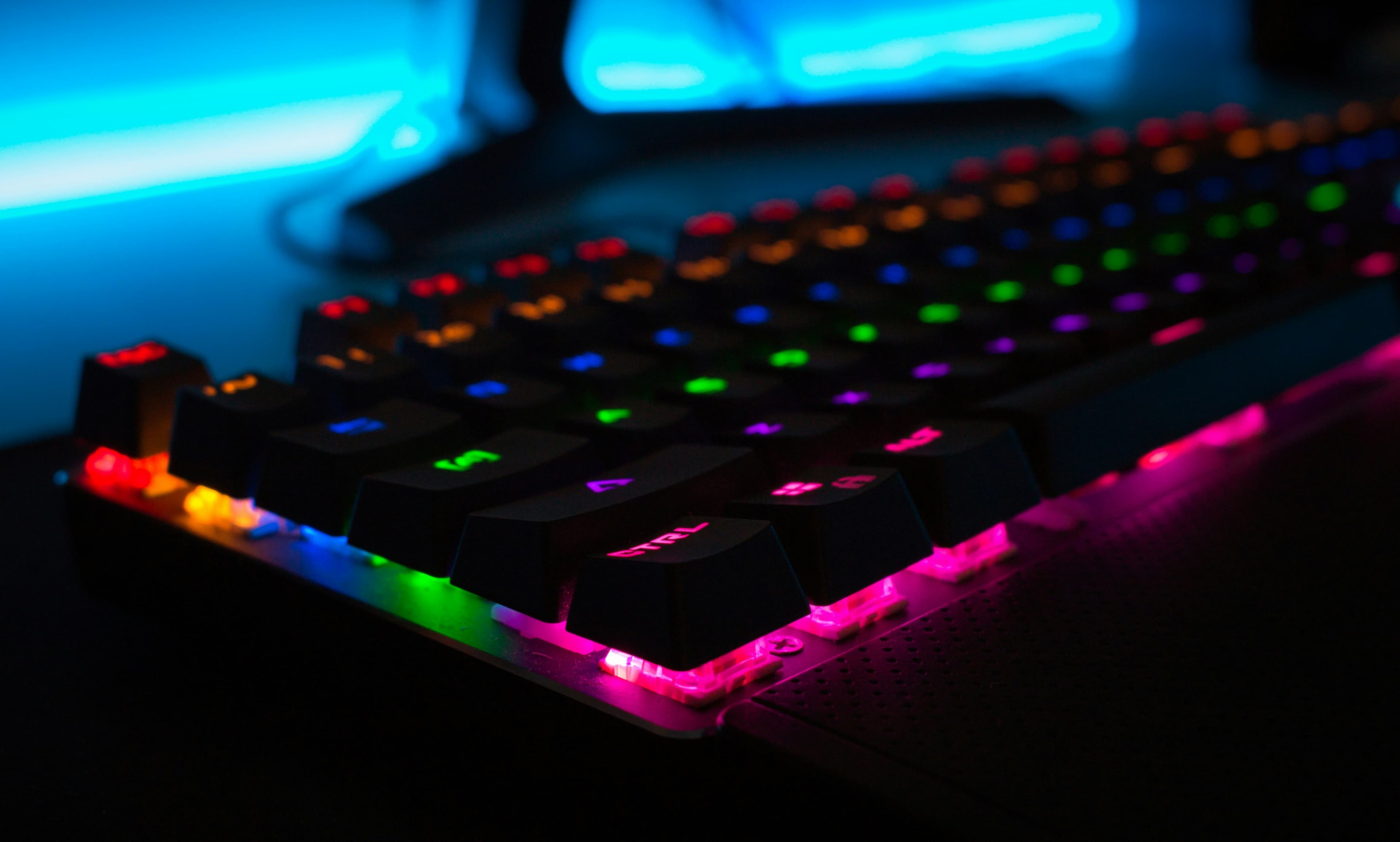 Keyboard with glowing LEDs